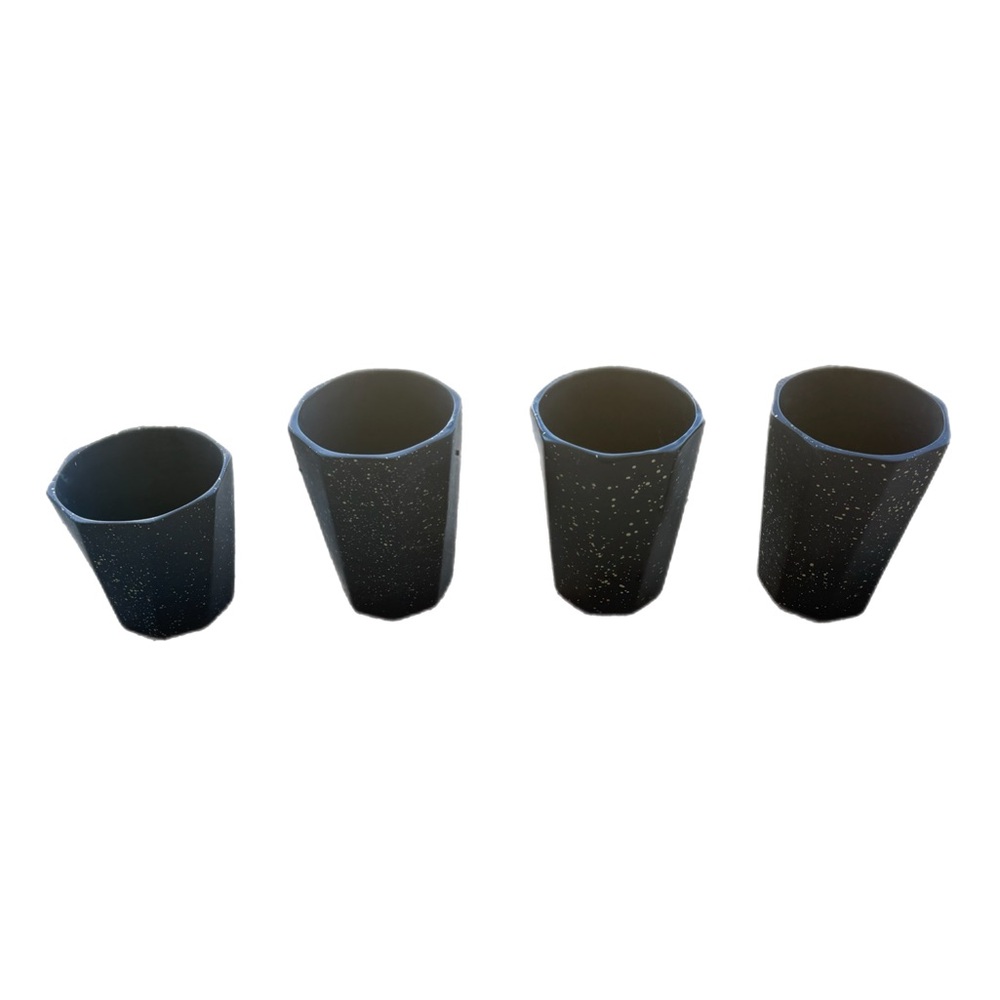 Set of 4 Black Plant Pots with Gold Speckles Whimsigoth